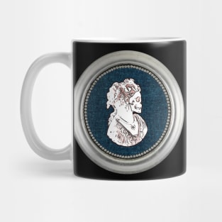 Cameo Bust Skull Mask On Blue Mug